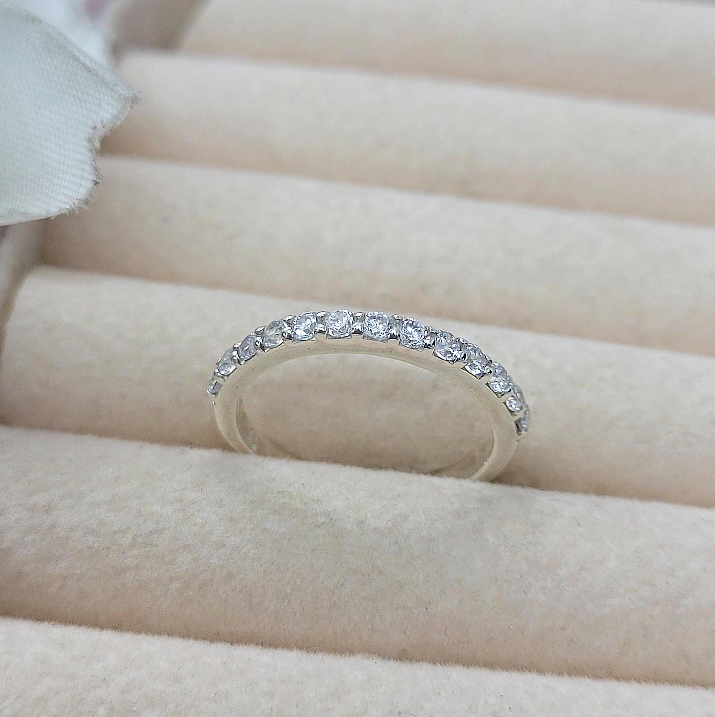 White Topaz Sterling Silver Band Ring: 2mm Handmade Eternity