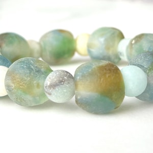 Green Large Recycled Glass Beaded Bracelet| Chunky Beaded Bracelet| Statement Bracelet