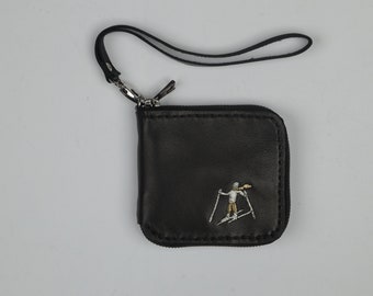 Cartera de cuero hecha a mano, Cartera de cuero unisex, Cartera plegable de cuero, Cartera de cuero delgada, Cartera de cuero negro