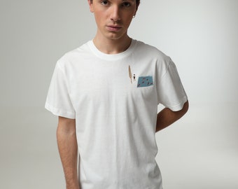 Unisex  Embroidered White Tshirt, Oversized Tshirt, Streetwear Tshirt, Trendy Tshirt, Tops and Tees