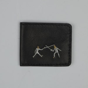 Cartera de cuero hecha a mano, Cartera de cuero unisex, Cartera plegable de cuero, Cartera de cuero delgada, Cartera de cuero negro