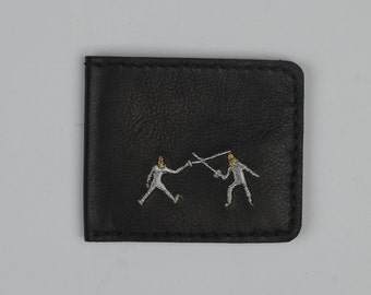 Cartera de cuero hecha a mano, Cartera de cuero unisex, Cartera plegable de cuero, Cartera de cuero delgada, Cartera de cuero negro