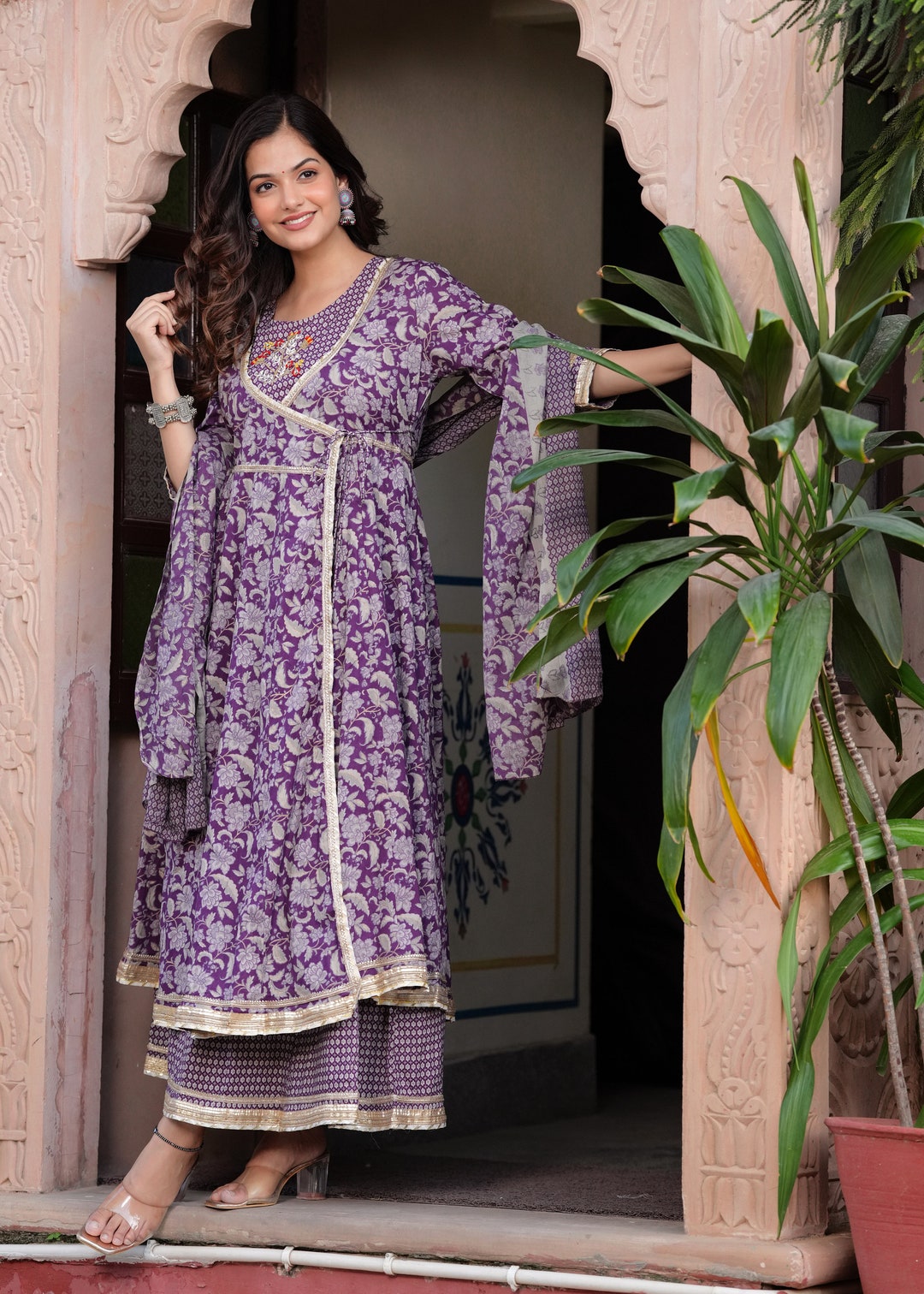 Cotton Angrakha Style Shrug and Dupatta Set for Women Etsy