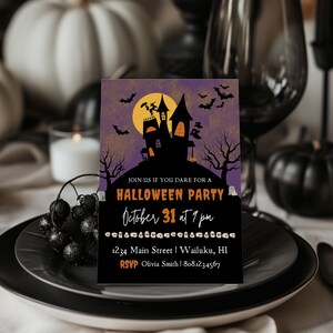Haunted House Halloween Invitation | Halloween Party Invite | Spooky Invitation | DIY Editable Canva Template
