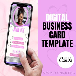 Digital Business Card Template,Editable Canva Design, Hairstylist, Nail Tech, MUA, Instant Download, DIY Business Card,Pink Business Card