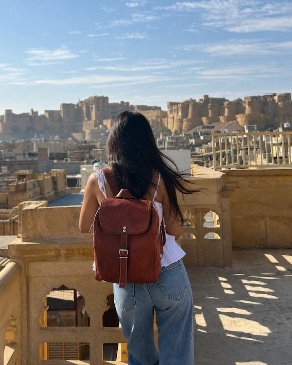 Handmade Backpack: Pure Leather Rucksack, Daily Use Hiking Shoulder Bag