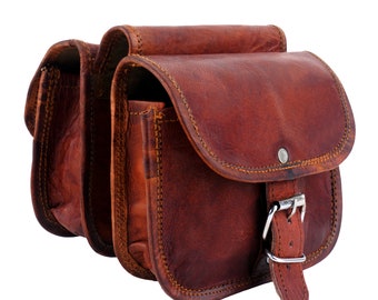 Leather Bike Bag - Double Pack / Leather Saddle Bag / Leather Top Handle Bicycle Handbag