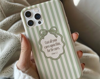 Christian Phone Case, Coquette Bow Bible Verse iPhone case, Scripture Magsafe Case iPhone 17 16 15 14 13 Pro Max Plus