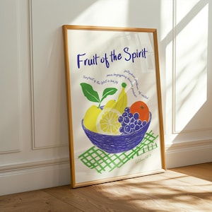 Fruit of the Spirit Wall Art, Christian Retro Wall Art, Christian Wall Art, Bible Verse Wall Art, Modern Art, Fruit Poster, Digital Prints