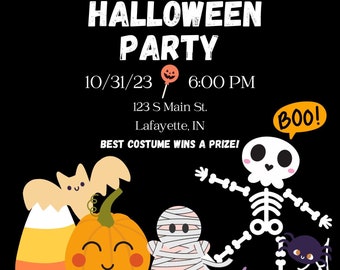 Halloween Party, Costume Party, Cute, October, Spooky, Kids Party, Costumes, Dress up, Pumpkins, invitation, template, digital