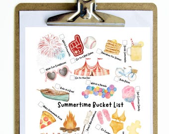 Summertime Bucket List Printable, Summer Activities for Kids, Summer Break, Preschool Bucket List, Kids Games