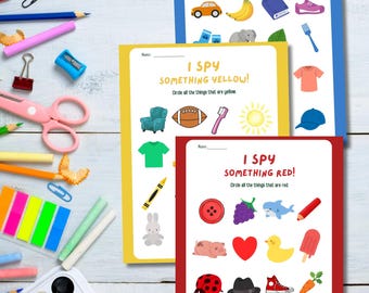 Preschool Color Worksheet, Color Learning, I Spy Worksheet, Printable