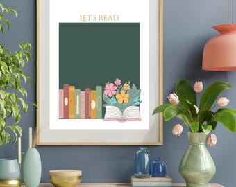 Floral Reading Poster: Classroom Library Art Print (Digital Download