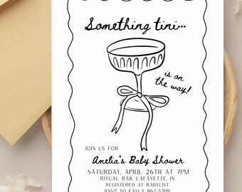 Something Tini Baby Shower Invitation, Martini Glass Invite (Digital Download)