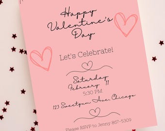 Valentine's Day Party Invitation, Customizable Template (Digital)
