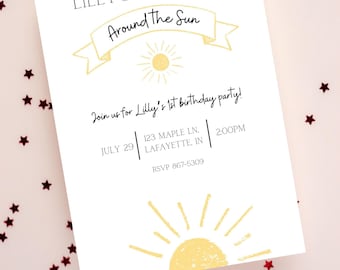Trip Around the Sun Birthday Invitation, Customizable Template (Digital)