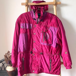 Vintage 90s Pink Sasquatch Retro Ski Jacket L Size