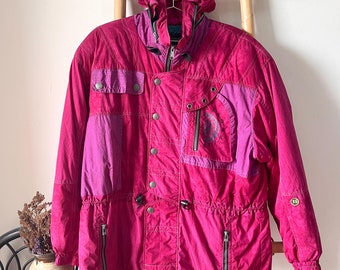 Vintage 90s Pink Sasquatch Retro Ski Jacket L Size