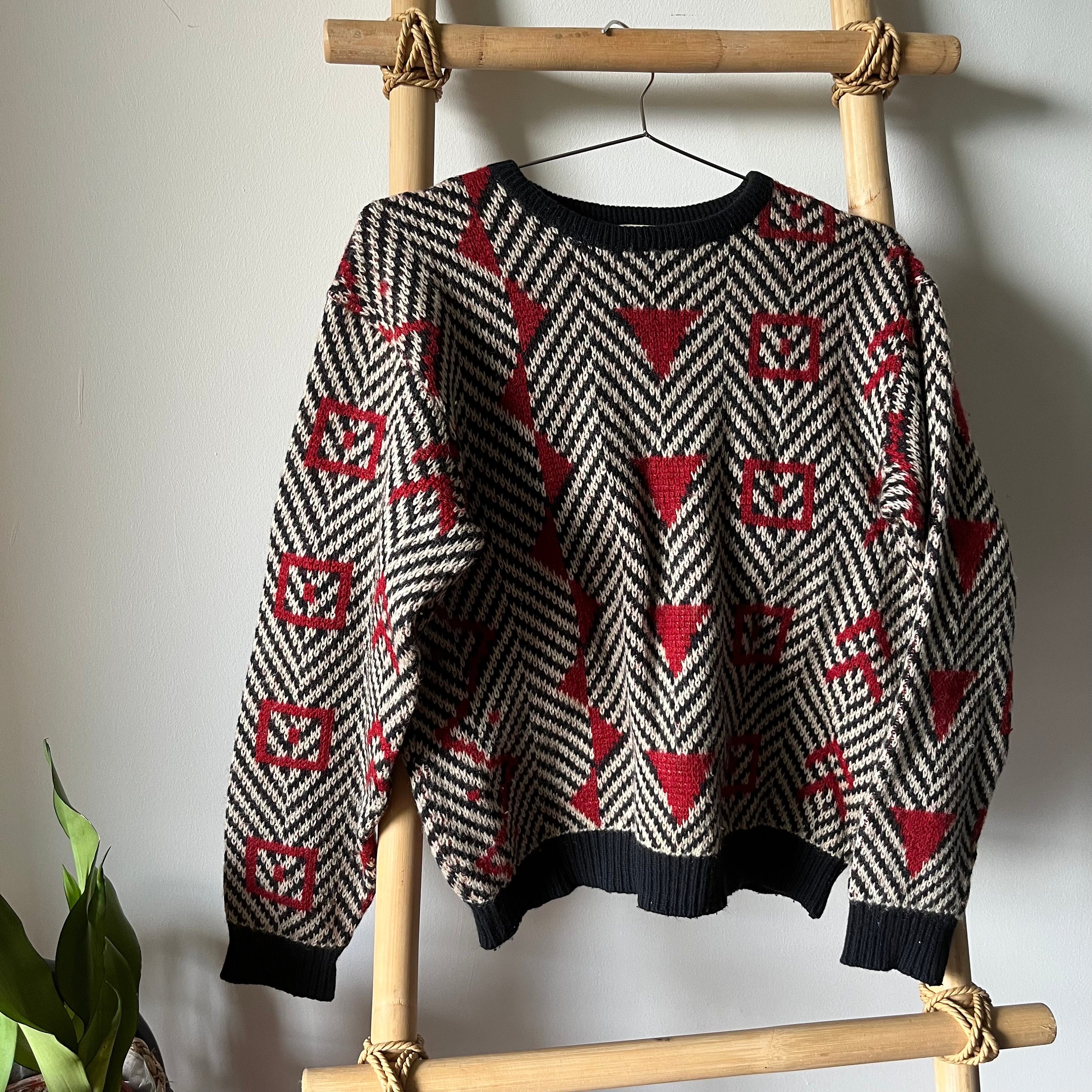 Vintage FICCE Uomo Japanese Designer Knitted Crewneck Sweatshirt 