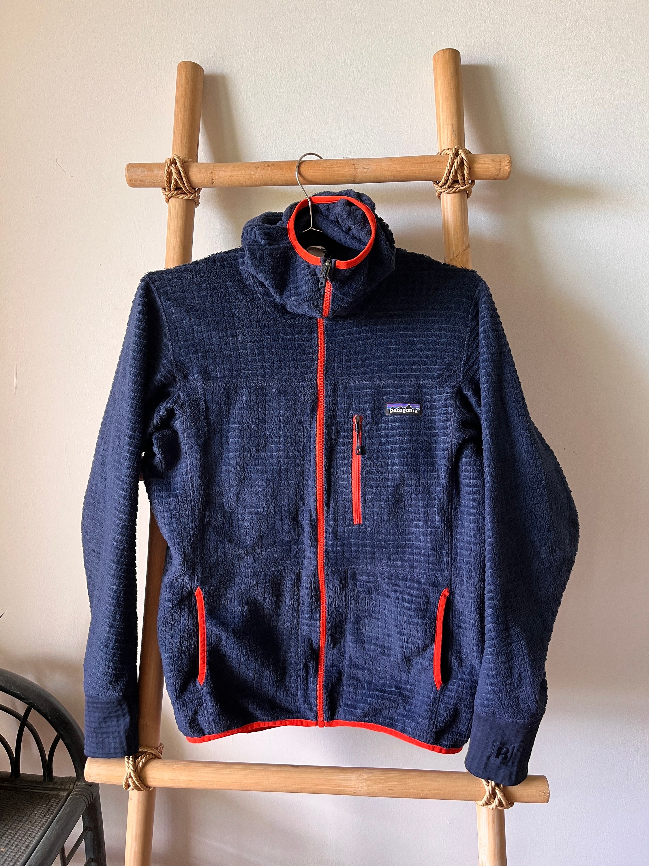Vintage Patagonia R3 Navy orange Reversible Hooded Full Zip Fleece Etsy