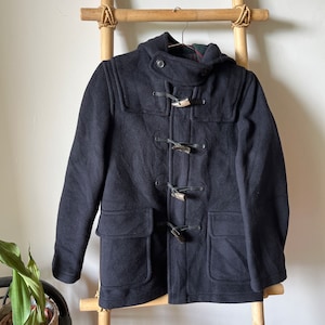 Vintage London Tradition England Dark Blue Wool Duffle Coat Jacket.