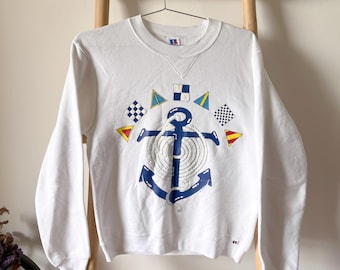 Vintage 90s Russell Anchor Sailor Sweater Made in USA