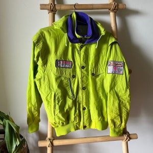 Vintage Asics 90s Neon Grüne Ski Jacke