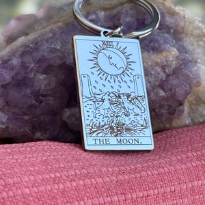 Porte-clé Tarot - Porte-clé Tarot - La Lune - Cadeau carte de tarot