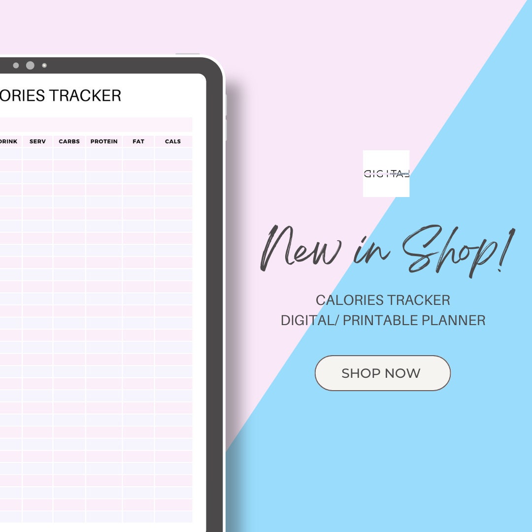 Calorie Tracker INSTANT DOWNLOAD Fitness Planner Calorie Etsy