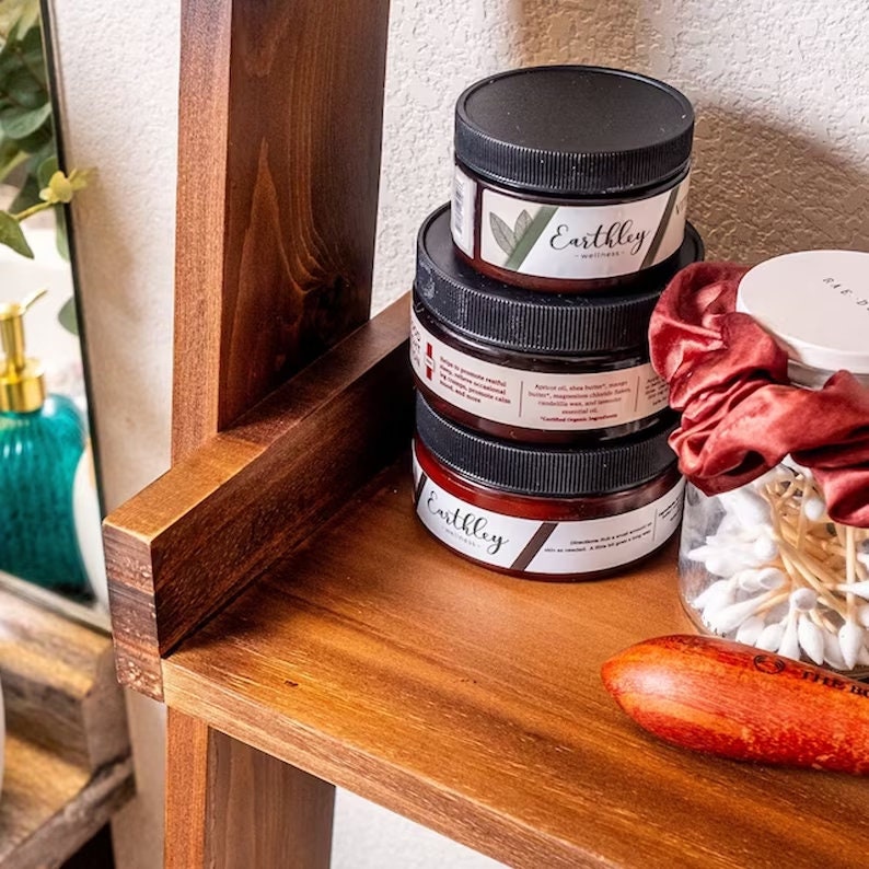 Over the Toilet Ladder Shelf Farmhouse Bathroom Storage Etsy