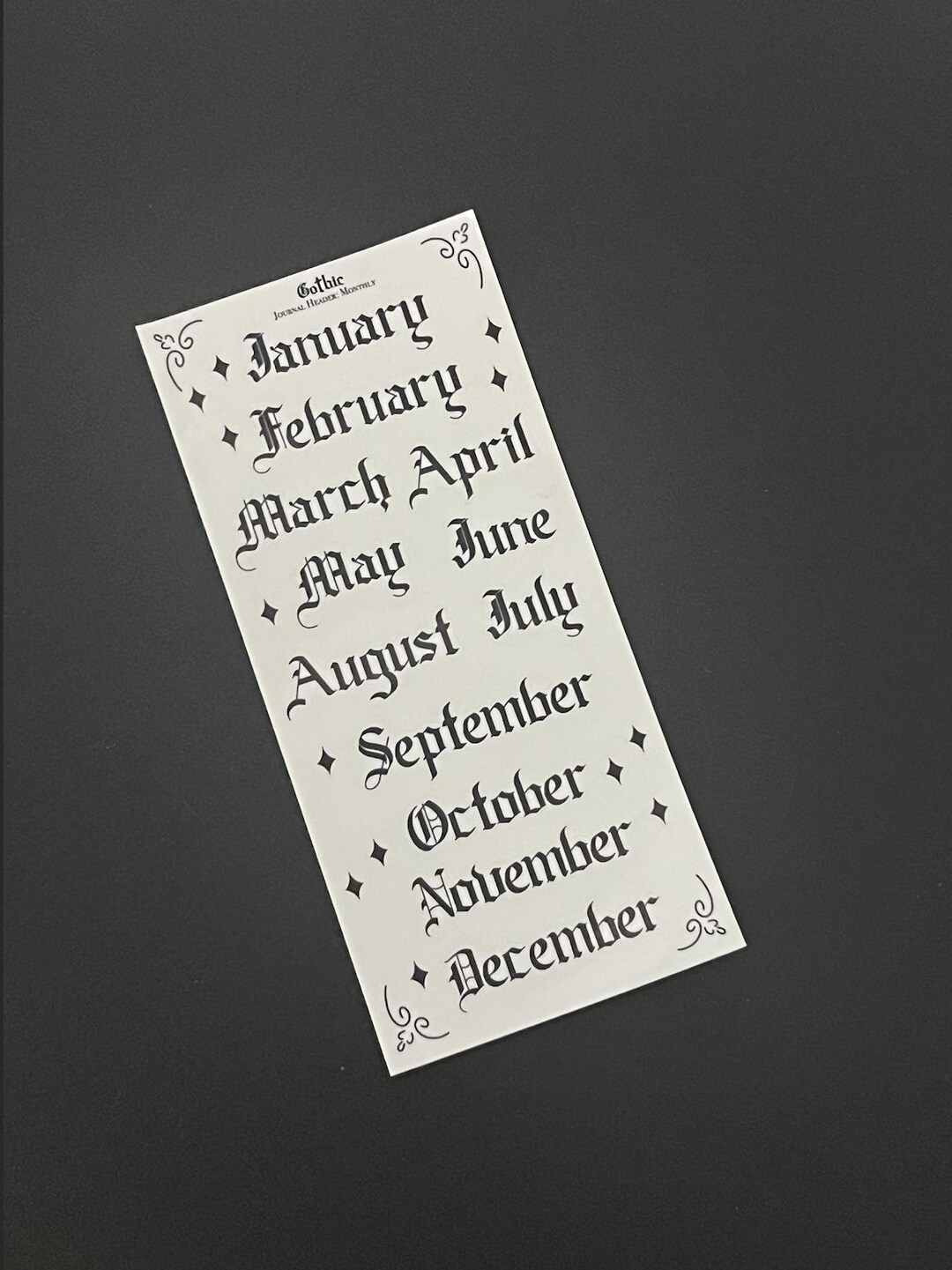 Monthly & Weekly Gothic Journal Sticker Headers | Transparent Stickers ...