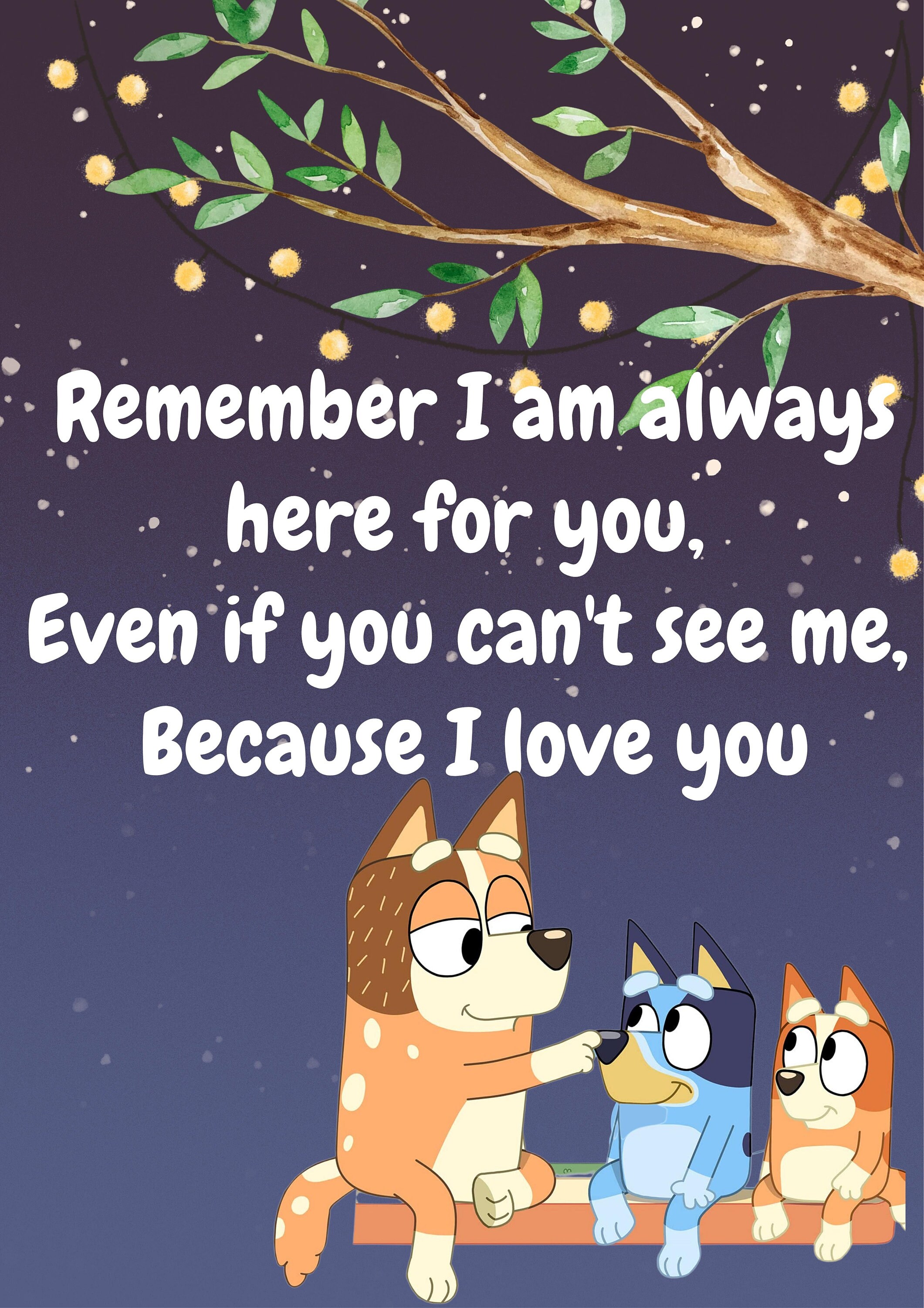 Bluey Chilli Heeler Always Here for You Quote Night Sky Etsy Australia