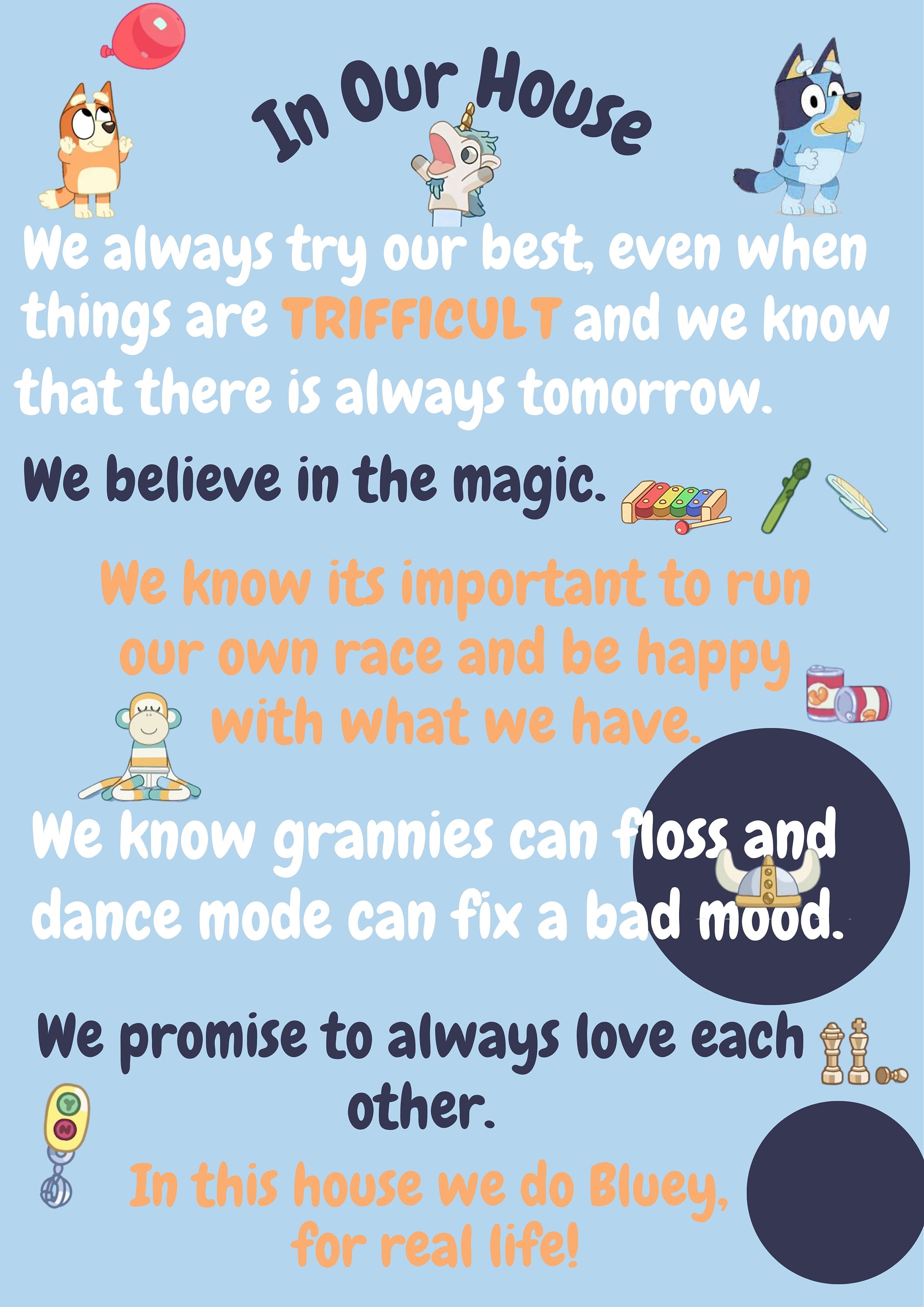 In This House Bluey House Rules Bluey Poster Digital PDF Etsy Australia