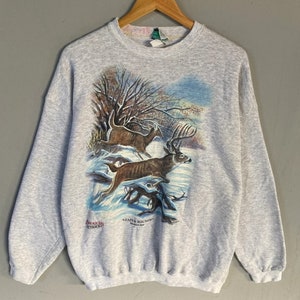 Vintage 90s Whitetail Deer Sweatshirt, Deer Stag Wilderness Shirt, Deer Stag Wilderness Sweater, Deer Stag Hoodie, Christmast Gifts