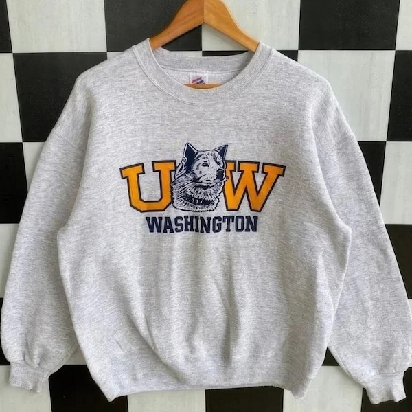 Vintage 90s Washington Huskies Crewneck Sweatshirt, UW Sweater, Washington Huskies Shirt, Washington Huskies Sweater/Hoodie, Christmast Gift