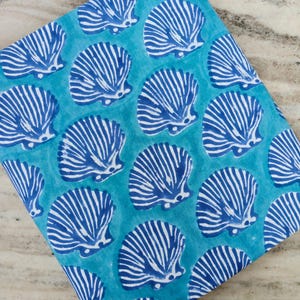 Blue Seashell Cotton Fabric Ocean Shell Print Fabric Beach Theme Fabric Nautical Fabric by Yard Coastal Decor Textile Summer Sewing Fabric