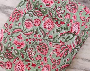 Indischer Handblockdruckstoff, florale 100% Baumwolle Quiltstoff Schüttgut, Stoff für die Kleiderherstellung, lockerer Laufstoff, Serviettenstoff