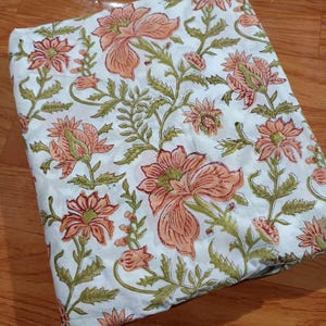Indian Hand Block Print Fabric, Floral 100% Cotton Quilting Fabric By The Yard, Fabric For Dress Making, Loose Running Fabric, Napkin Fabric