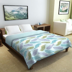 Handmade Floral Print Cotton Dohar: Lightweight Quilted Bed Cover