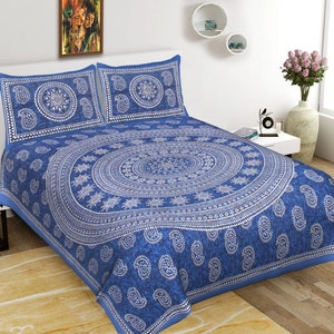 cotton bedsheet, queen size bedsheet with 2 pillow covers, handmade floral bedsheets, soft cotton flat sheets, home bedsheets
