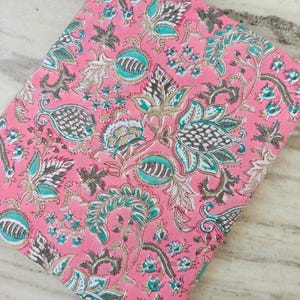 Tissu en coton à fleurs rose, bloc imprimé main rouge orange par mètre, coton indien doux pour courtepointe, couture, couture et travaux manuels, cadeaux