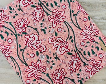 Pink Floral Cotton Fabric, Soft Printed Fabric Sewing, Dressmaking & Quilting, Botanical Flower Pattern Material, Craft Fabric by the Yard
