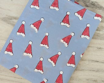 Christmas Santa Hat Cotton Fabric | Red Santa Cap Print | Holiday Sewing Material | Quilting, Christmas Fabric By The Yard | Gift For Her