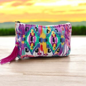 Handmade Quilted Cotton Pouch: Block Printed Travel Bag