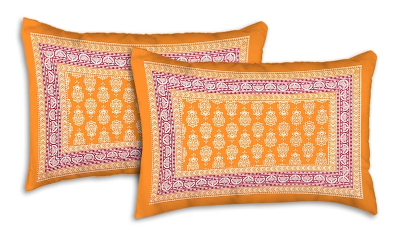 Orange - Jacquard Patchwork Cotton Double Bedsheet Set (107 x 87 in)