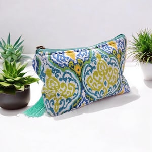 Handmade Floral Cotton Quilted Cosmetic Bag: Block Print Makeup Pouch