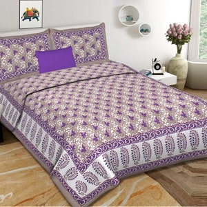 King Size Double Bed Sheet With 2 Pillow Cover, Designer Indian Cotton Bedsheet, Reversible Bedsheet Hand Block Print Bedsheet, Gift For Her