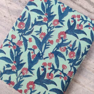 Blau Grün Floral Baumwollstoff: Indischer Handblockdruck, Quilten Nähen