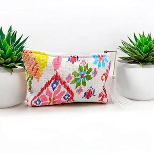 Bolsa pequeña personalizada/bolso para llaves/monedero, tarjetero, neceser, neceser de cosméticos, estuche de algodón, estuche con motivos florales, bolso acolchado