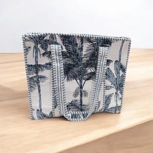 Handmade Quilted Cotton Tote Bag: Reversible Floral Print Shopping Bag